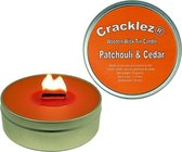 Cracklez® Knetter Houten Lont Geur Kaars in blik Patchouli en Ceder. Oranje-rood. Aromatherapie.