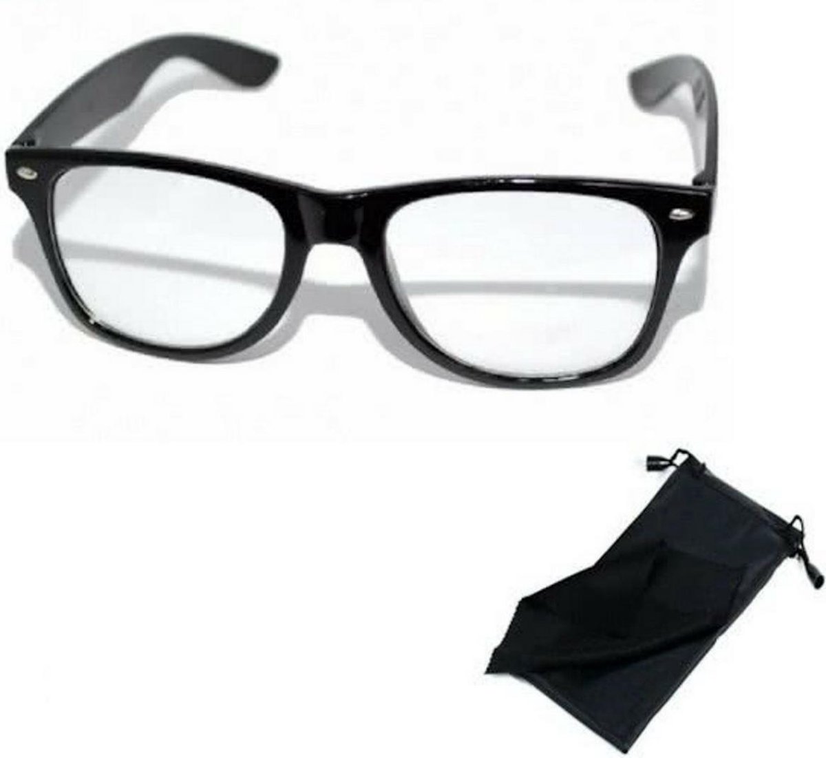 Nerdbril mat Zwart met Fluwelen Hoesje - TrendX