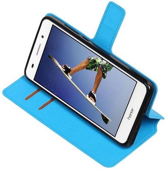Coque Huawei Honor 5A / Y6II Cross Pattern TPU Bookstyle Blauw