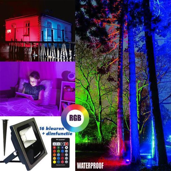 legering Avondeten Gestreept LED schijnwerper RGB 10W met afstandbediening en dimfunctie | bol.com