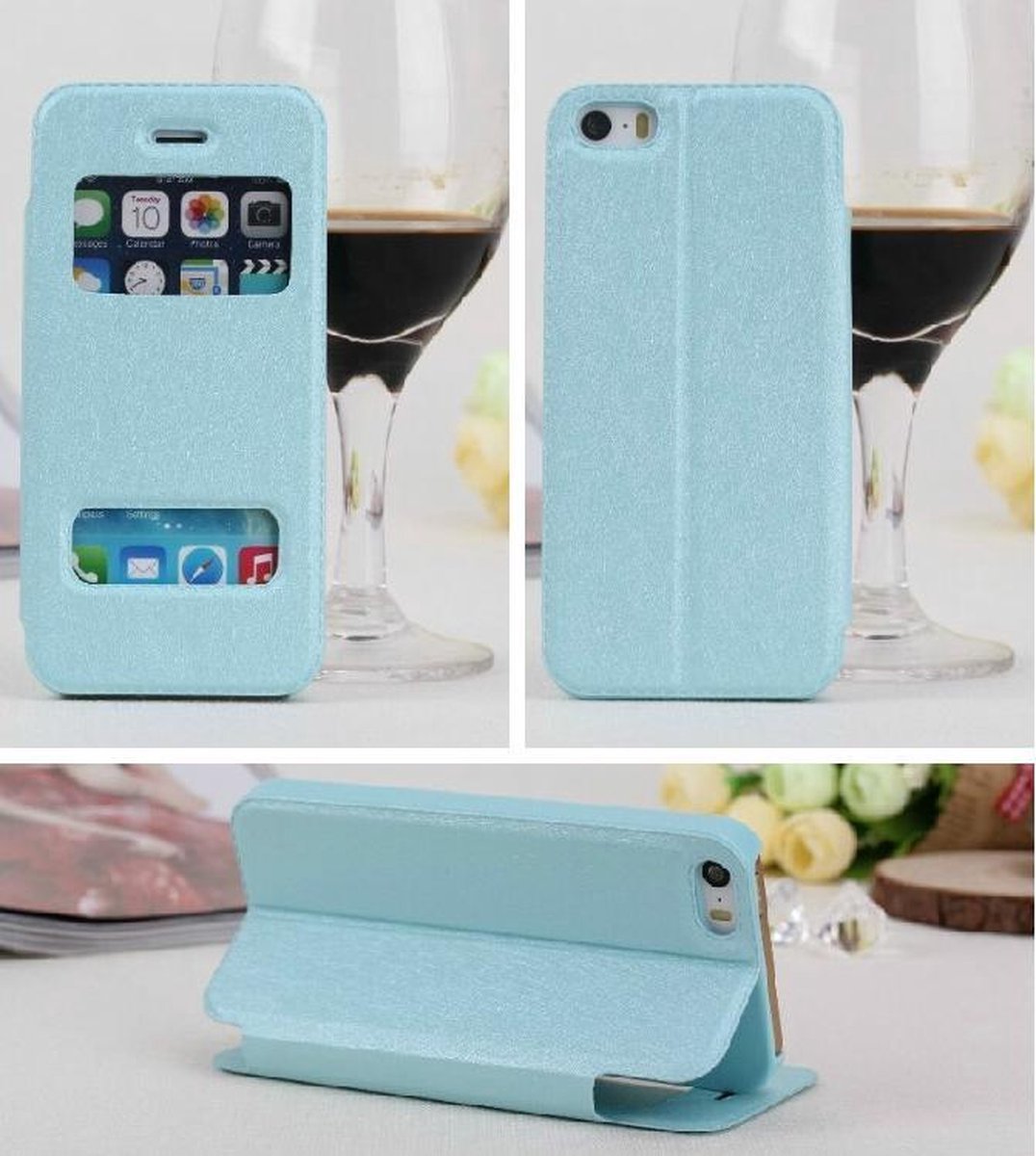 View Cover Zijde Patroon voor iPhone 6 Plus _ Blauw