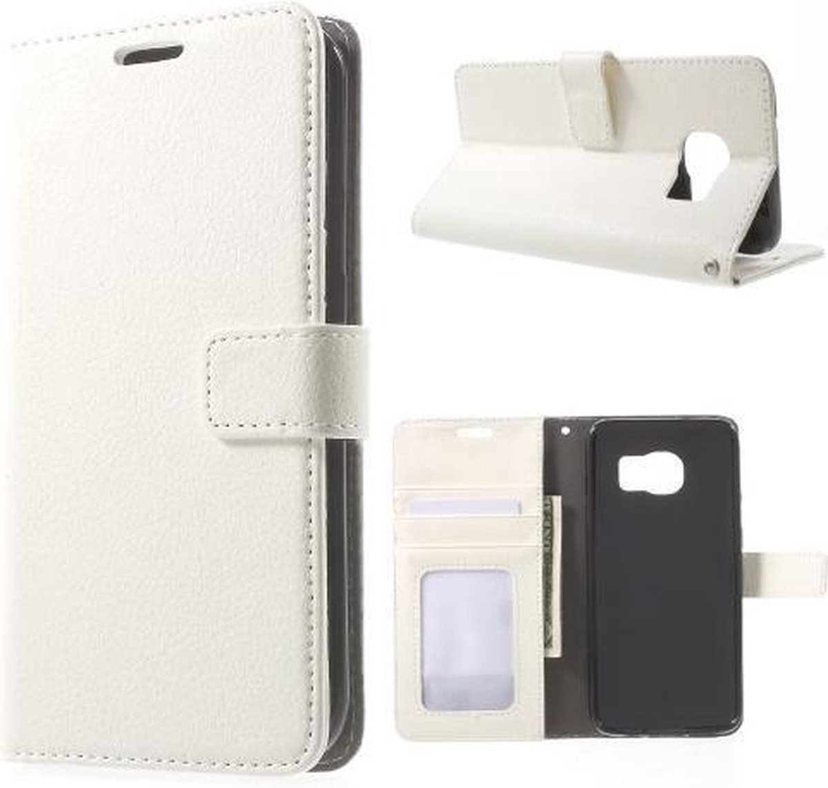 Litchi Cover wallet case hoesje Samsung Galaxy S7 Edge wit