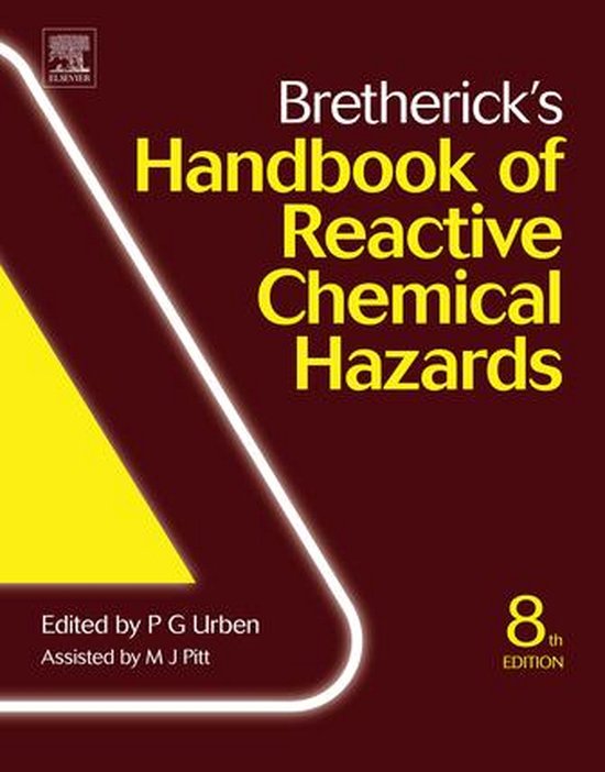 Couverture du livre Bretherick's Handbook of Reactive Chemical Hazards, 8e édition, rouge avec texte jaune.