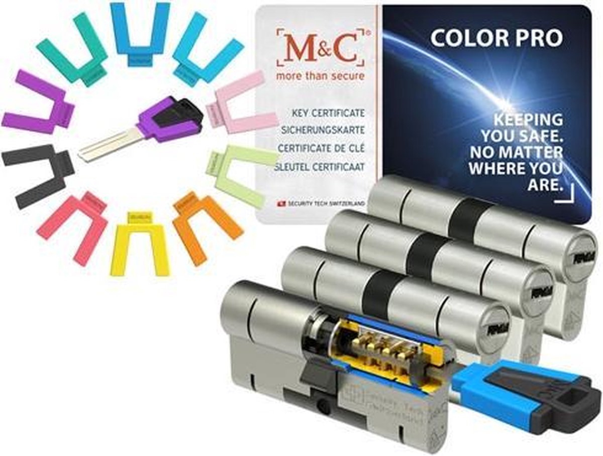 M&C Color PRO set van 4 cilinders 32/32 en 7 sleutels SKG3