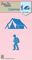 SDB047 Snijmal Nellie Snellen - Shape Die Camping - kamperen in tent - trekken wandelen - mal wandelaar
