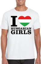 I love Hungarian girls t-shirt wit heren L