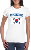 T-shirt met Zuid Koreaanse vlag wit dames XL