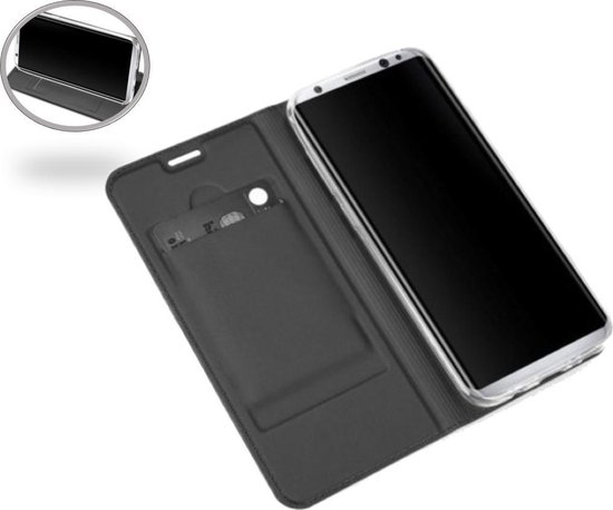 Samsung Galaxy S8 Plus / S8+ - Housse en cuir gris / noir - Housse en cuir  TPU avec... | bol