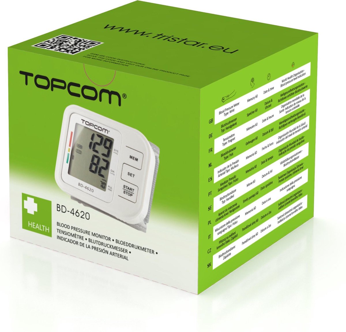 Topcom BD-4620 bloeddrukmeter Pols Automatisch 1 gebruiker(s) | bol.com