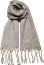 Dielay - Zachte Sjaal met Stippen - Polyester - 42x180 cm - Grijs en Roze