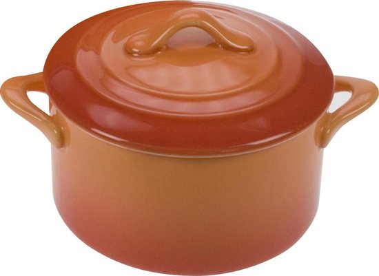 Foto: Cosy trendy orange ovenschotel met deksel rond 0l2 10 cm x 5 cm