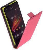 HC Flip case Leder case Telefoonhoesje - Sony Xperia M Roze