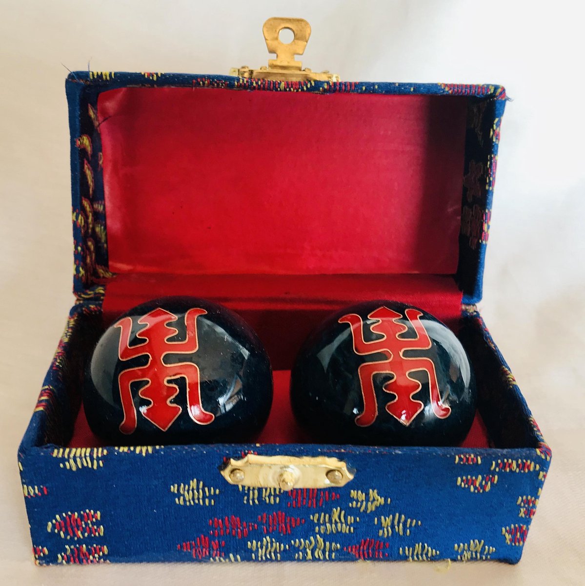 Goedkoopste Meridiaankogels met blouwe lang leven motief 4cm van cloisonne (een techniek van emailleren