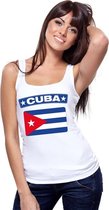 Singlet shirt/ tanktop Cubaanse vlag wit dames L