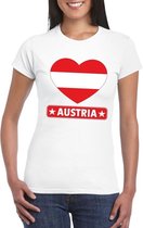 Oostenrijk hart vlag t-shirt wit dames S