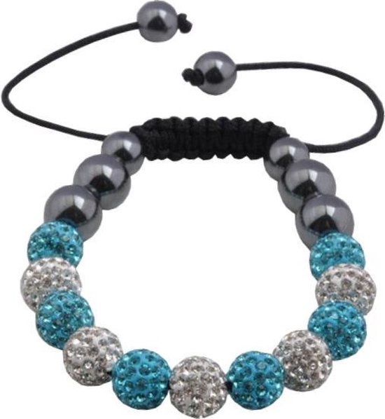 Fako Bijoux® - Bracelet - Points Disco - Deluxe - Turquoise / Blanc
