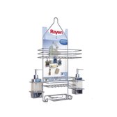 Rayen hangend doucherek met 3 vakken en 2 zeepdispensers – 40 x 13 x 60 cm