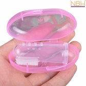5 x Roze hygiënisch opbergdoosje inclusief vinger tandenborstel