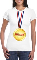 Geslaagd medaille t-shirt wit dames S