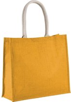 Jute gele shopper/boodschappen tas 42 cm - Stevige boodschappentassen/shopper bag