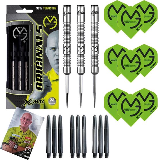 Thumbnail van een extra afbeelding van het spel XQ-Max – Michael van Gerwen Originals 90% Tungsten – 23 gram – dartpijlen – plus 3 sets darts shafts en 3 sets darts flights