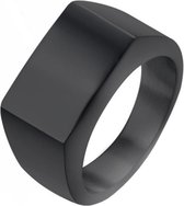 Zwarte zegelring Edelstaal van Mendes Jewelry-20mm