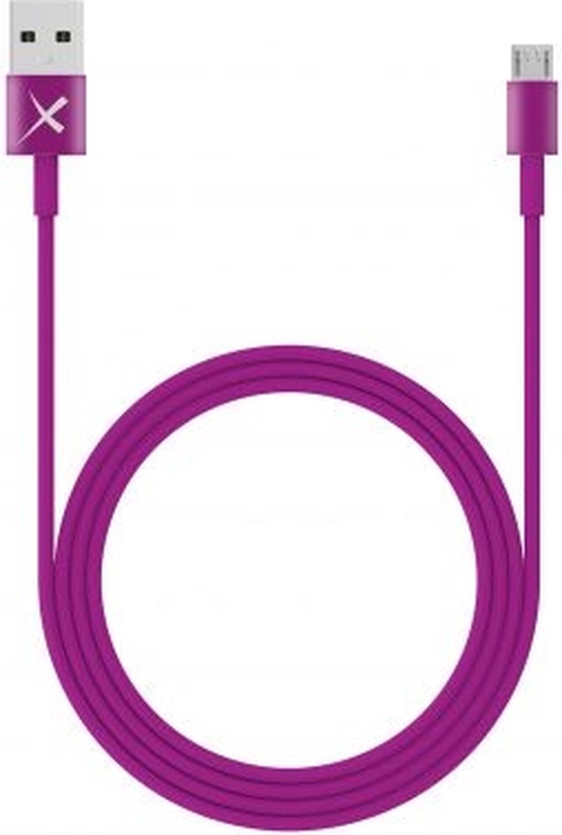 XLayer USB naar Micro-USB kabel - Oplaadkabel 3A voor Micro-USB apparaten - USB 3.0 5 Gb/s - 1 meter - paars