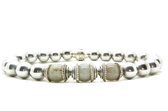 Beaddhism - Armband - Hematiet (RVS Steel colored) - Labradoriet 3 - 8 mm - 18 cm