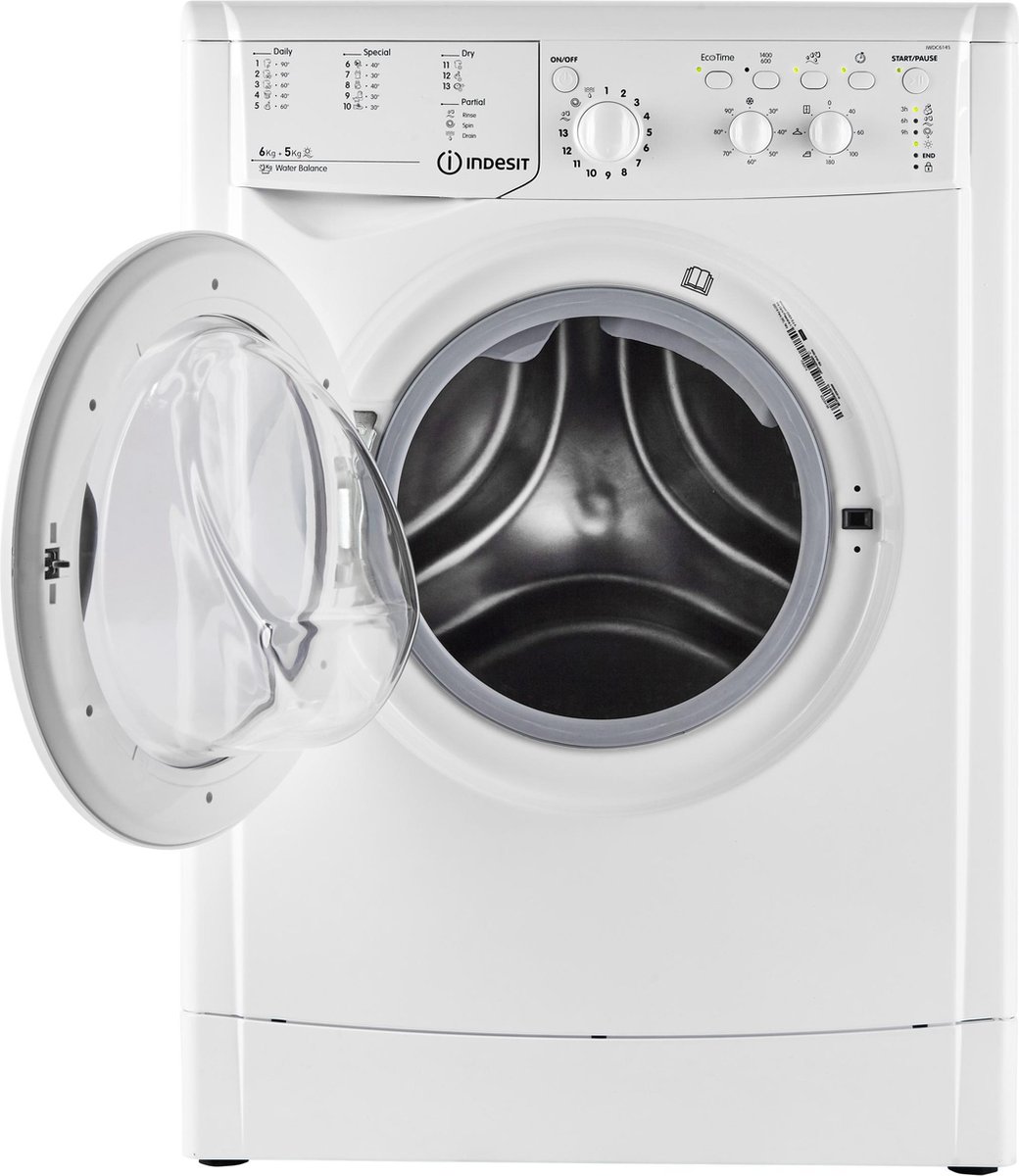 Indesit IWDC6145 machine à laver avec sèche linge Autoportante Charge avant  Blanc | bol.com