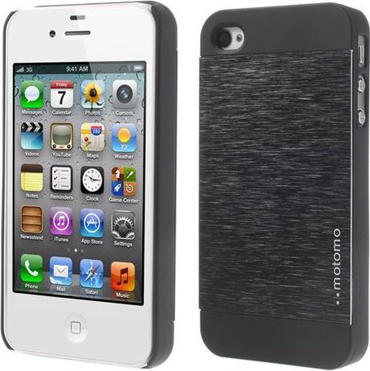 Aluminium Metal Skin Hard Case Iphone 4/4s - Zwart