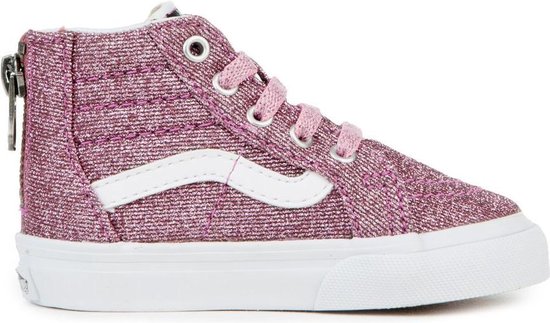Vans Zip Sneakers Kinderen - Lurex Glitter Pink/True White | bol.com