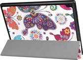 Shop4 - Lenovo Tab 4 10 Hoes - Smart Book Case Vlinders en Bloemen Wit