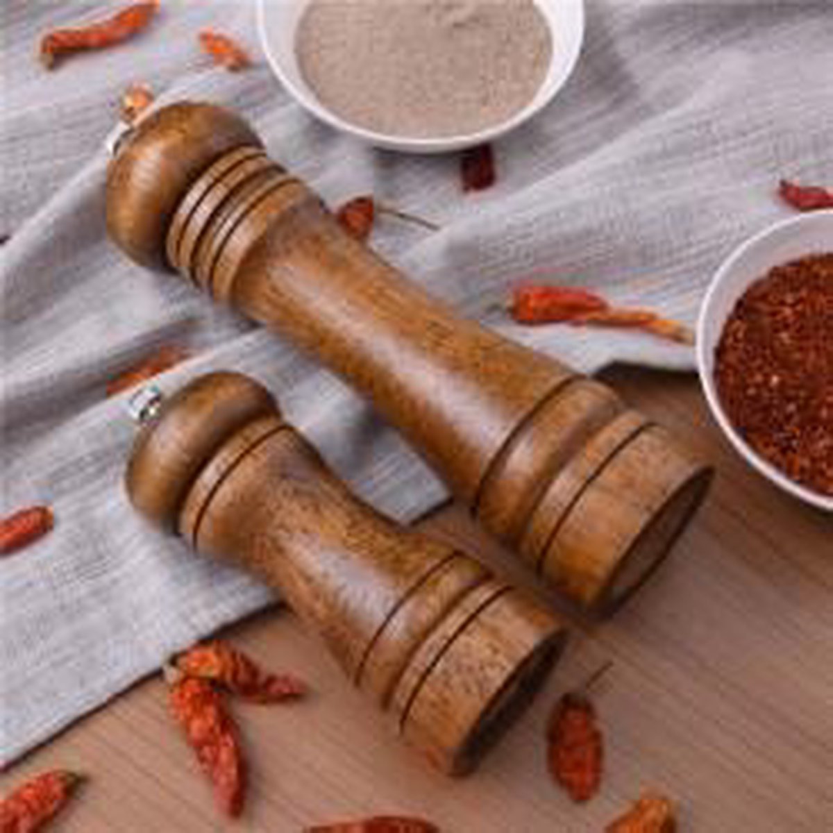Moulin à Poivre Et Sel En Bois D'acacia 2 Pièces - Réglable Gros/fin, 4 Et 5 Pouces | Set élégant Pour Cuisine