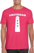 Gay Pride Amsterdam shirt roze met Amsterdammertje heren XXL