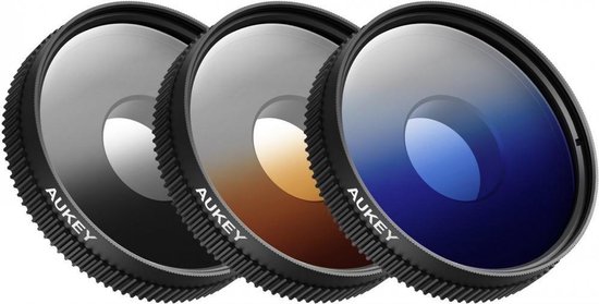 Aukey Lens Clip PF-S1 3 Kleurenfilters Mobiele Telefoon Universeel - Grijs Blauw Oranje