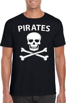 Piraten verkleed shirt zwart heren - Piraten kostuum - Verkleedkleding XL