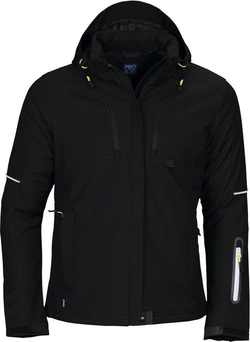 ProJob 3413 DAMES GEVOERDE SOFTSHELL JAS 643413 - Zwart - XL