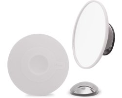 Compacte/kleine Bosign Make-upspiegel Vergrotend (5x), wit, magnetische spiegelhouder - diameter 11 cm
