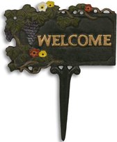 Panneau de bienvenue de prise de jardin - fonte - bienvenue - vert - lot de 2