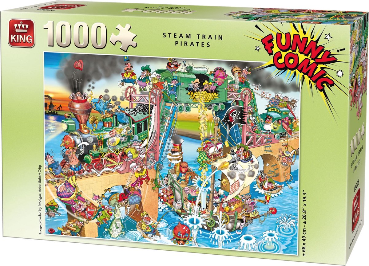 King Funny Comic Puzzel - Steam Trains -1000 Stukjes Legpuzzel (68 x 49 cm)  | bol.com