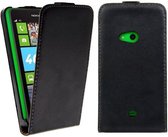 Nokia Lumia 625 Lederlook Flip Case hoesje Zwart