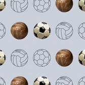 Tinkle&Cherry - Behang - Voetbal - Blauwgrijs