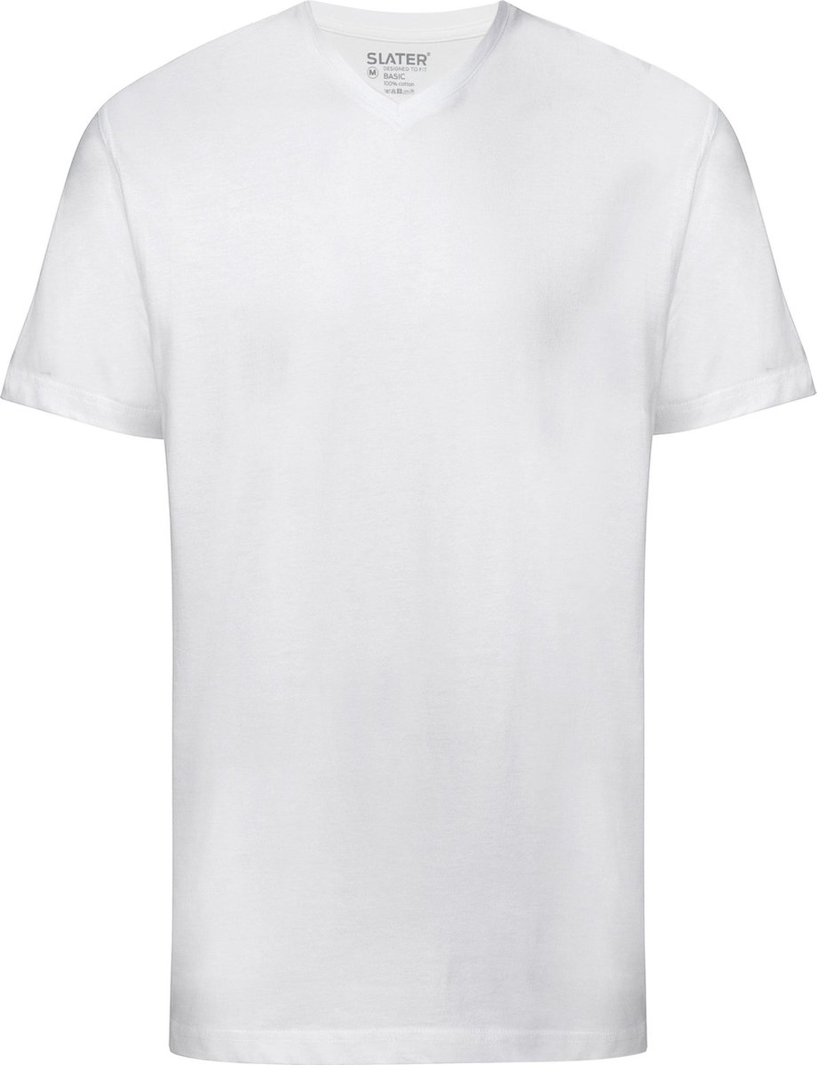 Slater 3500 - BASIC 2-pack T-shirt V-hals korte mouw wit 3XL 100% katoen