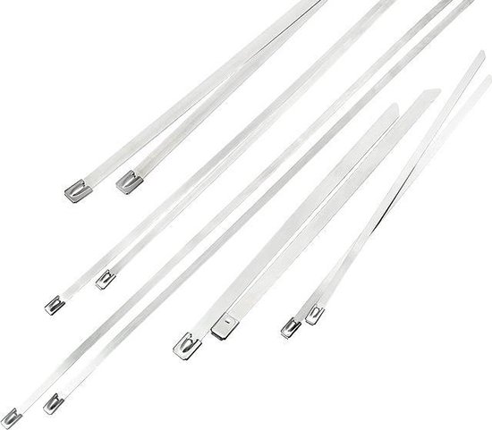 Metalen RVS Tie Wrap - 7,9 x 200 mm - 10 stuks