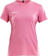 Craft Squad Jersey Solid SS Shirt Dames Sportshirt - Maat L  - Vrouwen - roze/wit