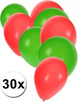 30x Ballonnen groen en rood
