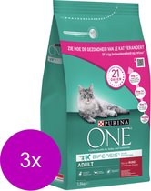 Purina One Adult - Nourriture pour chats - 3 x grains de boeuf 1,5 kg