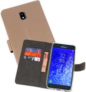 Booktype Telefoonhoesjes - Bookcase Hoesje - Wallet Case -  Geschikt voor Samsung Galaxy J7 2018 - Goud