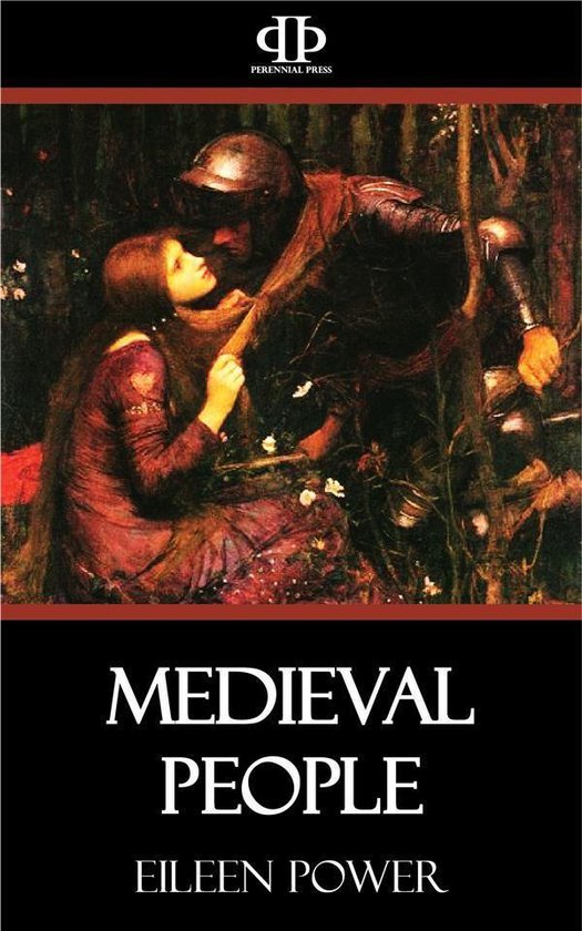 Couverture du livre 'Medieval People'. Un chevalier en armure regarde une femme en robe rouge.