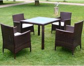 Tuinset poly rattan bruin 9-delig  (incl. Fleecedeken)